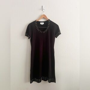 Ronnie Nicole Black Sweater Dress With Gold Beads